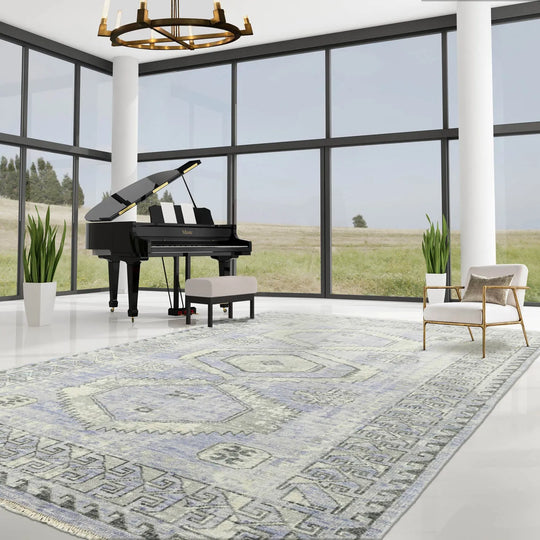 Multi Size Gray, Lavender Hand Knotted 100% Wool Turkish Oushak Traditional Oriental Area Rug