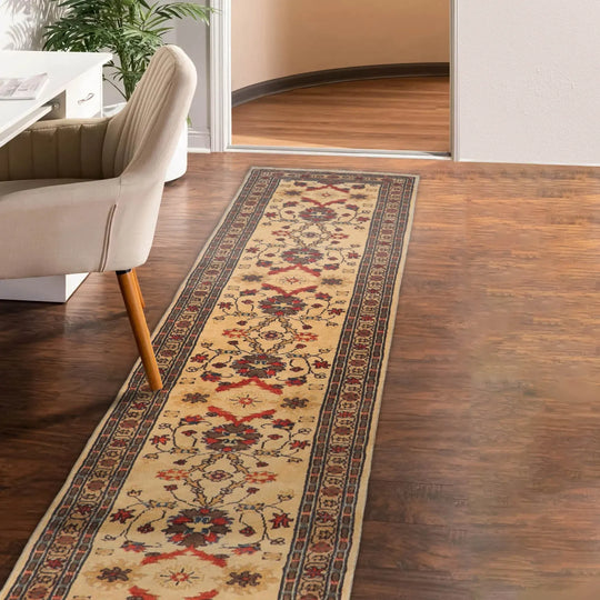 2'5''x14'3'' Runner Beige,Rust Hand Knotted Persian 100% Wool Tufenkian Keningston Chocolate Traditional  Oriental Area Rug