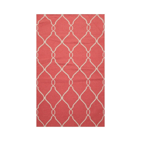 4x6 Coral, Beige Hand Knotted Flatweave Kilim 100% Wool Kilim Modern & Contemporary Oriental Area Rug