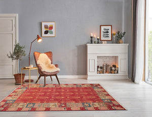 5' 11''x8' 11'' Rust Mint Raspberry Color Hand Knotted Soumak 100% Wool Traditional Oriental Rug