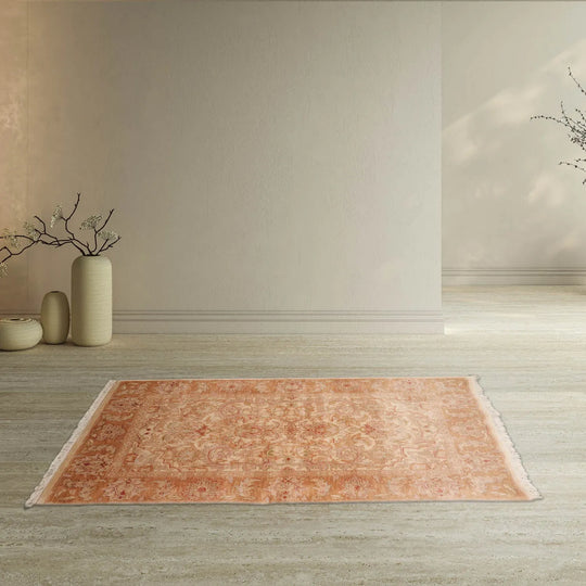 4x6  Beige, Caramel Hand Knotted 100% Wool Chobi Peshawar Traditional Oriental Area Rug
