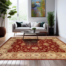 6' 4''x8' 1'' Rust Ivory Aqua Color Hand Knotted Persian 100% Wool Traditional Oriental Rug