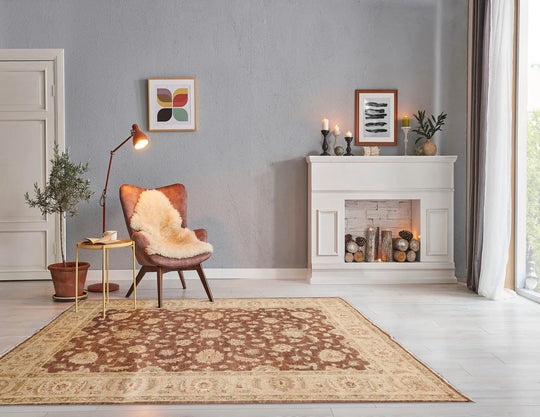 5x7 Brown, Beige Hand Knotted Persian 100% Wool Chobi Peshawar Traditional Oriental Area Rug