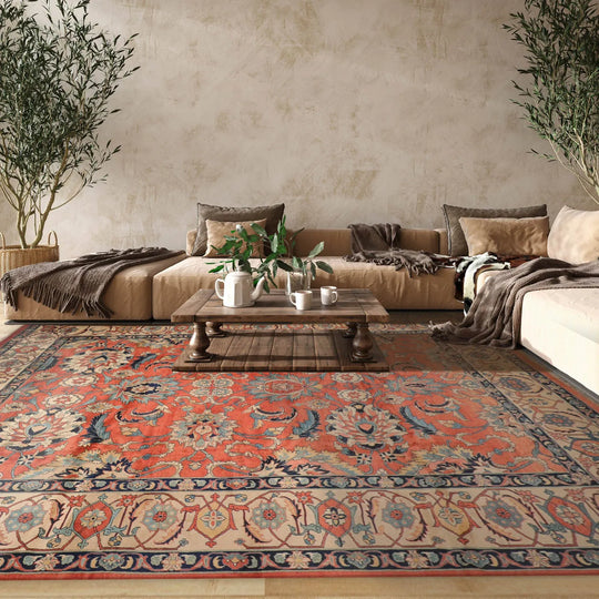 11'5''x16'6'' Palace Salmon, Ivory Hand Knotted 100% Wool Mahal Arts & Crafts Oriental Area Rug