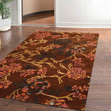 3' 1''x6' 2'' Brown Gold Navy Color Hand Knotted Tibetan 100% Wool Traditional Oriental Rug