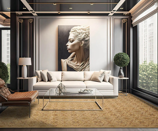 10x14 Tan Hand Knotted 100% Wool Peshawar Traditional Oriental Area Rug