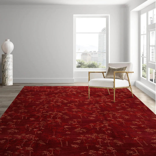 9x12 Rusty Red Hand Knotted Tibetan 100% Wool Michaelian & Kohlberg Modern & Contemporary Oriental Area Rug