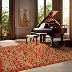5'10''x8'11''Beige Orange Coral Color Hand Knotted Tibetan 100% Wool Modern & Contemporary Oriental Rug