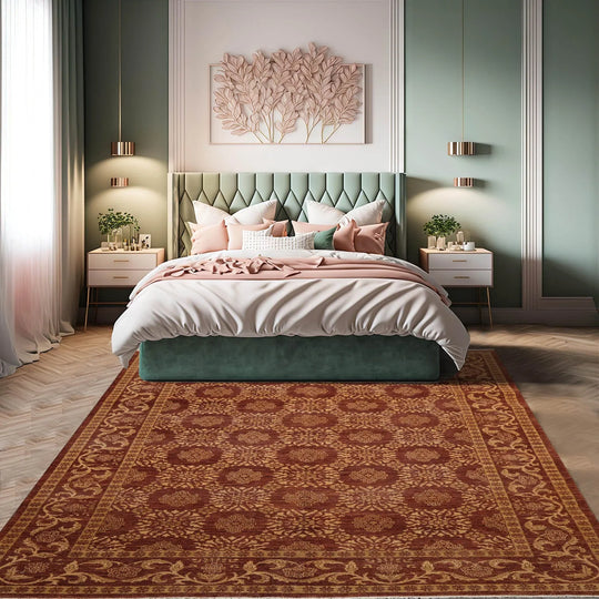 6x9 Brown Hand Knotted 100% Wool Traditional Oriental Area Rug