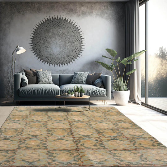 6x9 Aqua Hand Knotted Tibetan 100% Wool Tibetan Traditional Oriental Area Rug