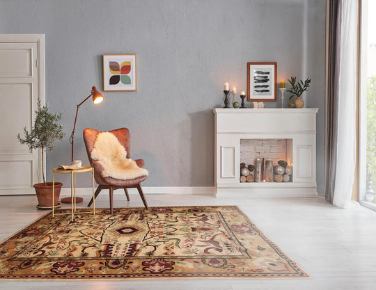 5x7 Beige, Tan Hand Knotted Tibetan 100% Wool Traditional Oriental Area Rug