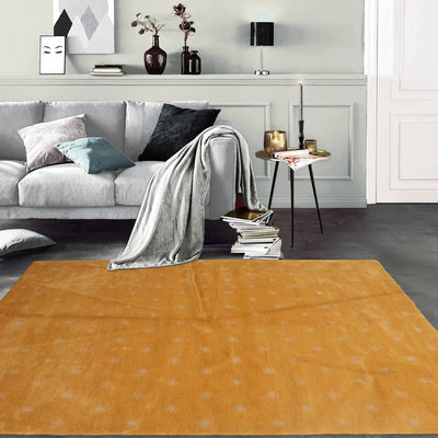 4'3'' x 5'11'' Gold Beige Color Hand Knotted Tibetan 100% Wool Transitional Oriental Rug