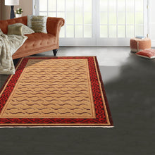 2'11''x 4'11'' Gold Brown Rust Color Hand Knotted Tibetan 100% Wool Transitional Oriental Rug