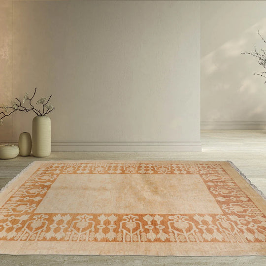 4x6 Beige, Caramel Hand Knotted 100% Wool Peshawar Traditional Oriental Area Rug