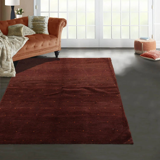 4x6 Chocolate,Orange Hand Knotted Tibetan 100% Wool Michaelian & Kohlberg Contemporary Oriental Area Rug