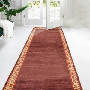 3'2'' x 13'9'' Rust Beige Color Hand Knotted Tibetan 100% Wool Modern & Contemporary Oriental Rug