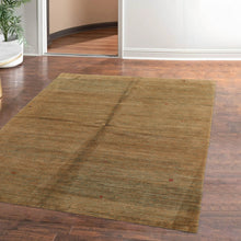4'4'' x 6'1'' Moss Red Gold Color Hand Knotted Tibetan 100% Wool Modern & Contemporary Oriental Rug