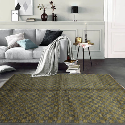 4'11'' x 7'2'' Green Slate Color Hand Knotted Tibetan 100% Wool Modern & Contemporary Oriental Rug