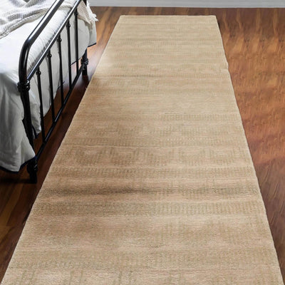 3' x 10'  Beige Moss Color Hand Knotted Tibetan 100% Wool Traditional Oriental Rug 