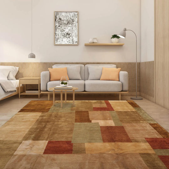 9x12 Beige Mark Philips Hand Knotted 100% Wool Contemporary Tibetan Area Rug