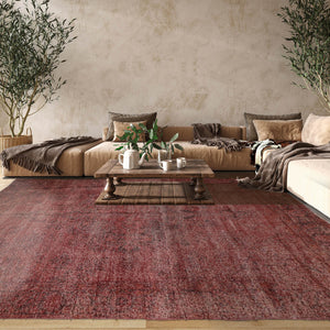 9' 6''x12' 5'' Rust Charcoal Beige Color Hand Knotted Distress Quality 100% Wool Modern & Contemporary Oriental Rug