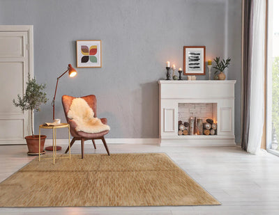 6' x9'  Tone On Tone Tan Color Hand Knotted Tibetan 100% Wool Modern & Contemporary Oriental Rug
