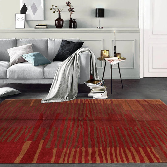 6x9 Rust Hand Knotted Tibetan 100% Wool Tufenkian Modern & Contemporary Oriental Area Rug