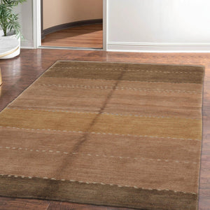 5' 7''x8' 10'' Taupe Olive Blue Color Hand Knotted Tibetan 100% Wool Modern & Contemporary Oriental Rug
