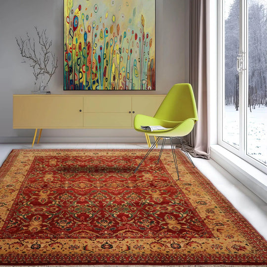 9x12 Rusty Red Hand Knotted Arts & Crafts 100% Wool Michaelian & Kohlberg Arts & Crafts Oriental Area Rug