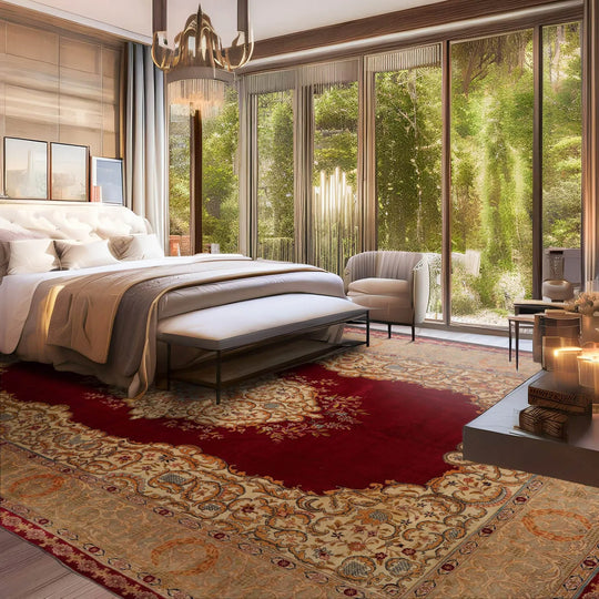 11'2"x15'10" Palace Burgundy Hand Knotted 100% Wool Tabriz Traditional 300 KPSI Oriental Area Rug