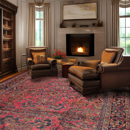 10x14 Pink Hand Knotted 100% Wool Sarouk Traditional Oriental Area Rug