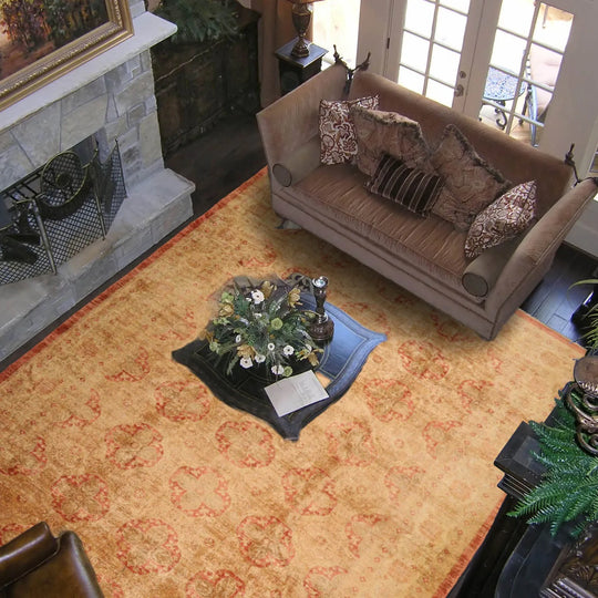 10x14 Gold Hand Knotted Afghan  Oushak  100% Wool Oushak Traditional Oriental Area Rug