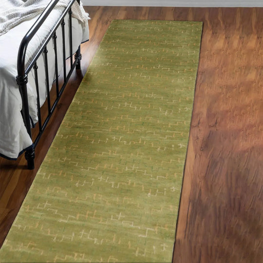 3'x12'1" Runner Lime Hand Knotted Tibetan 100% Wool Michaelian & Kohlberg Traditional Oriental Area Rug