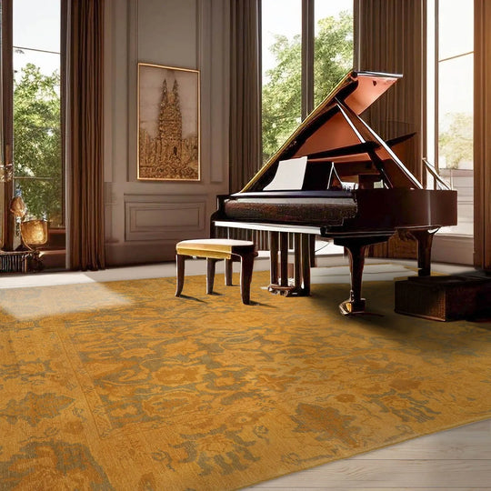 9x12 Moss, Gold Hand Knotted Turkish Oushak 100% Wool Arts & Crafts Oriental Area Rug