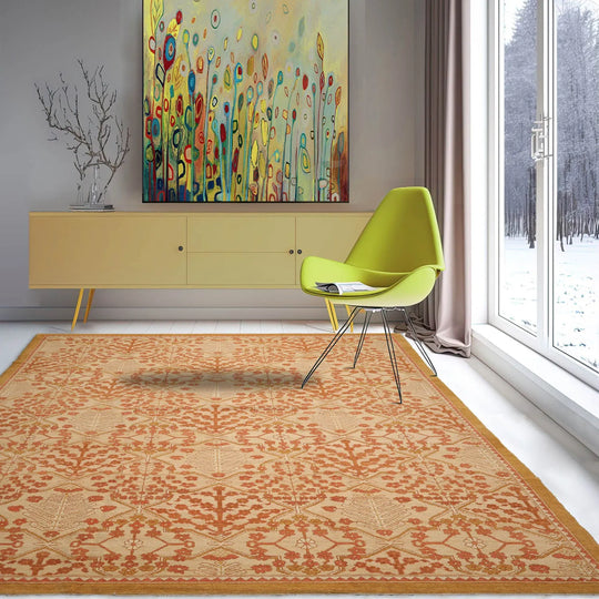 9x12 Beige, Gold Hand Knotted Tibetan 100% Wool Michaelian & Kohlberg Transitional Oriental Area Rug