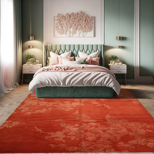 8x10 Burnt Orange, Muted Earth Tone Hand Knotted 100% Wool Tibetan Transitional Oriental Area Rug