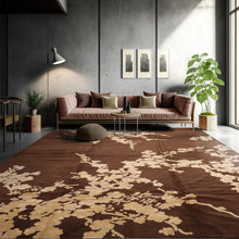10' 2''x14'  Brown Beige Light Gold Color Hand Knotted Tibetan Wool and Silk Modern & Contemporary Oriental Rug