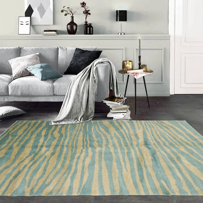 5' x8'  Turquoise Mint Color Hand Knotted Tibetan 100% Wool Modern & Contemporary Oriental Rug
