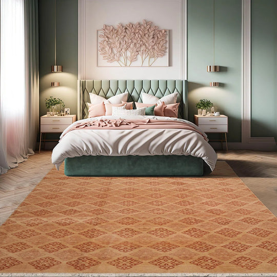 8x10 Tan, Caramel Hand Knotted Tibetan 100% Wool Michaelian & Kohlberg Transitional Oriental Area Rug