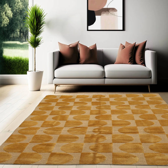 5x7 Gold Hand Knotted Tibetan 100% Wool Modern & Contemporary Oriental Area Rug