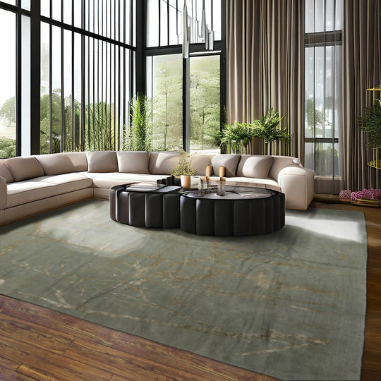 11'6''x11'6'' Square Tone on Tone Celedon Hand Knotted Tibetan 100% Wool Tibetan Modern & Contemporary Oriental Area Rug