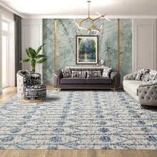 8' 3''x10' 3'' Off White Gray Blue Color Hand Knotted Oushak 100% Wool Modern & Contemporary Oriental Rug