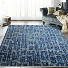 7' 9''x10' 3'' Blue Gray Multi Color Hand Knotted Tibetan 100% Wool Modern & Contemporary Oriental Rug
