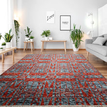 8' x10' 6'' Slate Orange Blue Color Hand Knotted Oushak 100% Wool Modern & Contemporary Oriental Rug