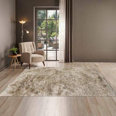 4' 4''x5' 8'' Moss Color Hand Made Shag Wool & Polypropylene Modern & Contemporary Oriental Rug