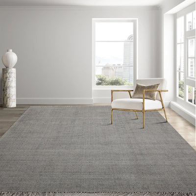 Multi Size Hand Loomed Ribbed Wool  Modern & Contemporary  Oriental Area Rug Ash Gray, Color