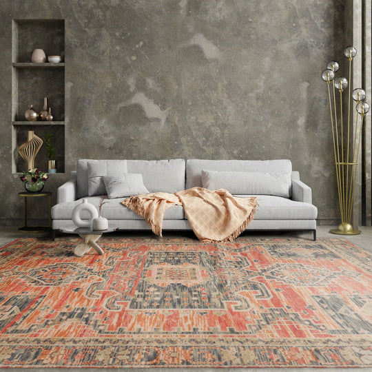 Multi Size Hand Knotted Geometric Wool Oushak Tribal  Oriental Area Rug Coral,Teal Color