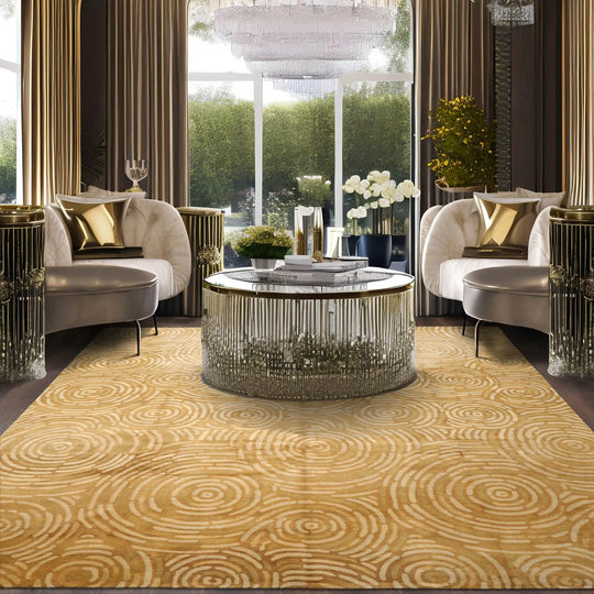 9x12 Michaelian & Kohlberg Hand Knotted Wool & Silk Area Rug Gold