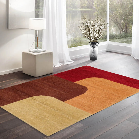 3x5 Michaelian & Kohlberg Hand Knotted Contemporary Abstract Wool Oriental Area Rug Red