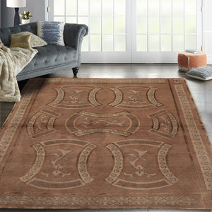 4x6 Taupe Hand Knotted Tibetan Transitional All-Over Wool & Silk Oriental Area Rug